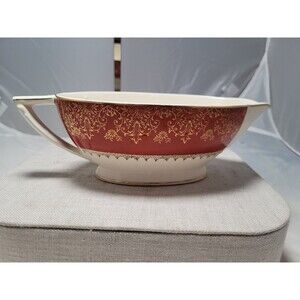 Vintage Edwin M. Knowles China Gravy Boat 38-11,  Gold Accent
